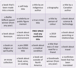 Nonfiction Book Bingo