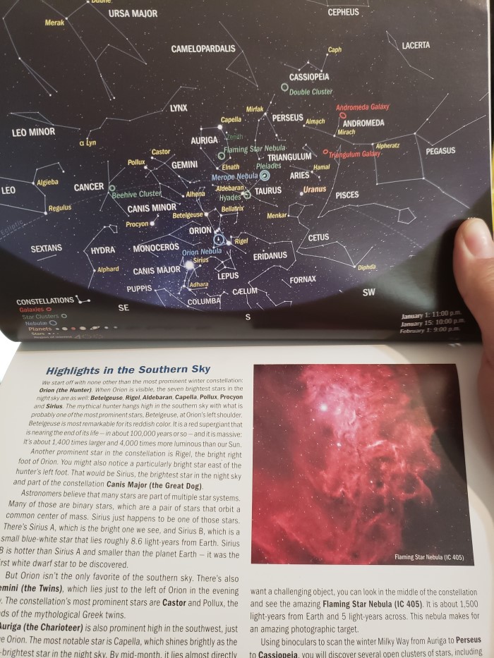 An example of the inside of the 2022 Night Sky Almanac from Firefly Books